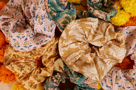 Zero-Waste Block Print Scrunchie- Set of 3