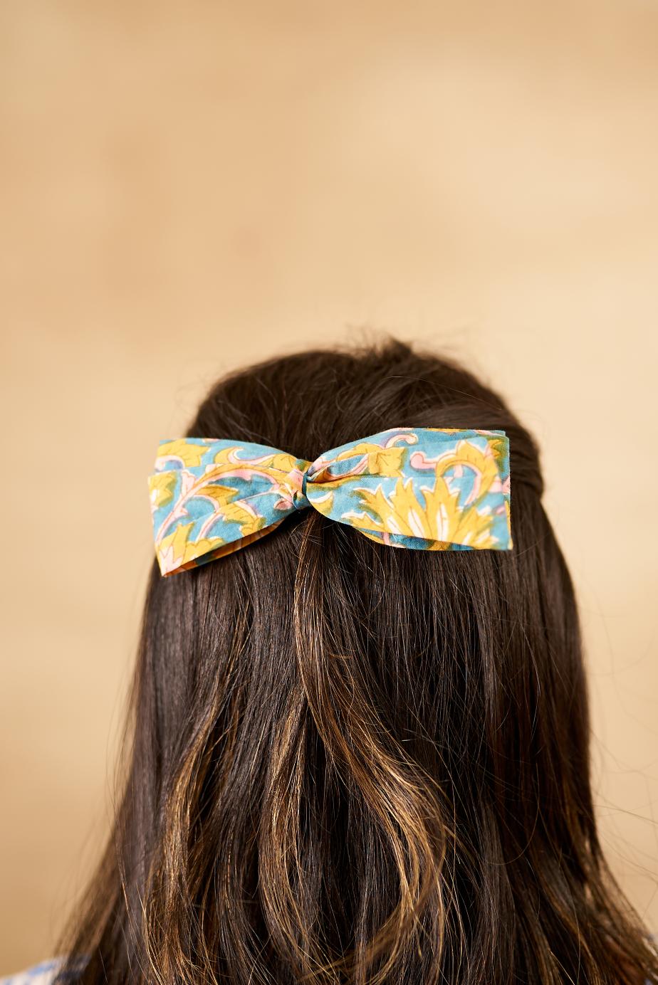Zero Waste Block Print Hair Bow- Set of 2