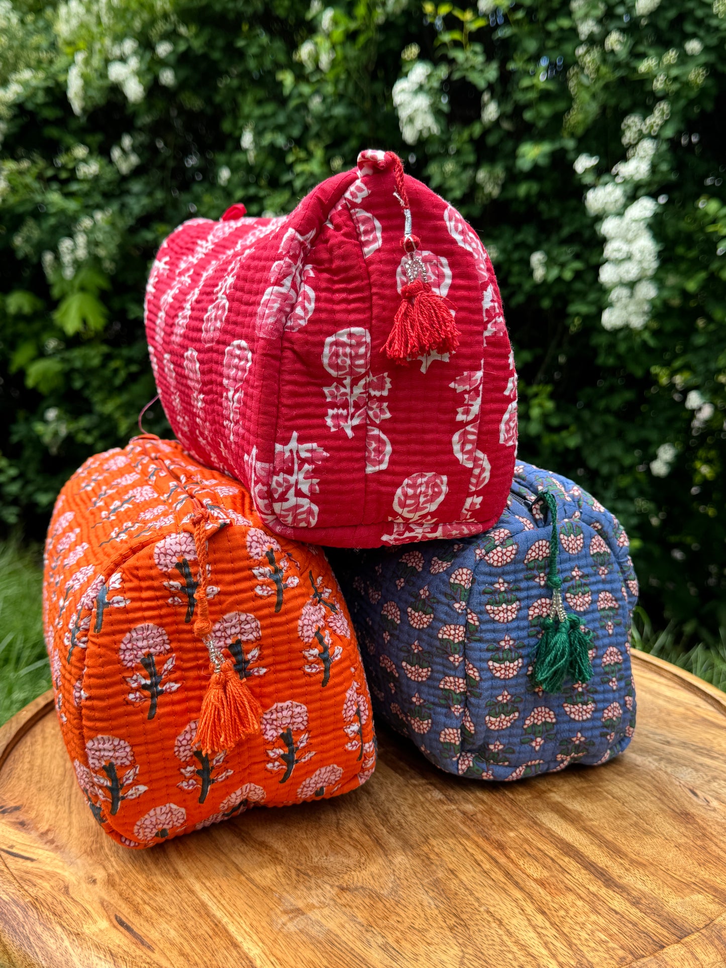 Quilted Cosmetic Pouch Set of 3