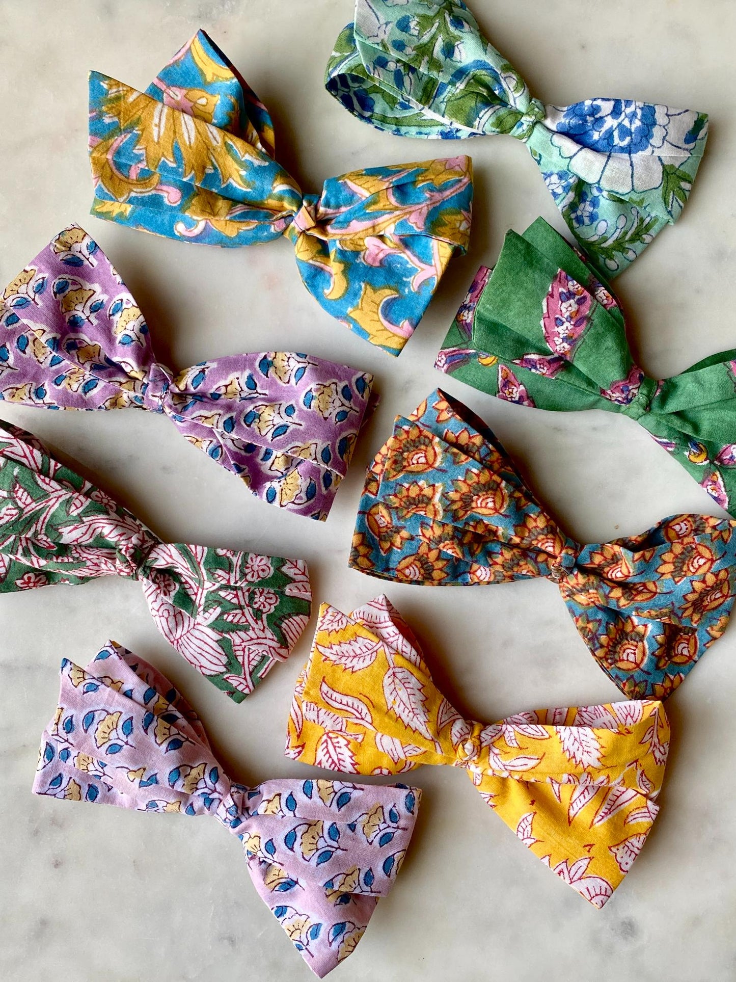 Zero Waste Block Print Hair Bow- Set of 2