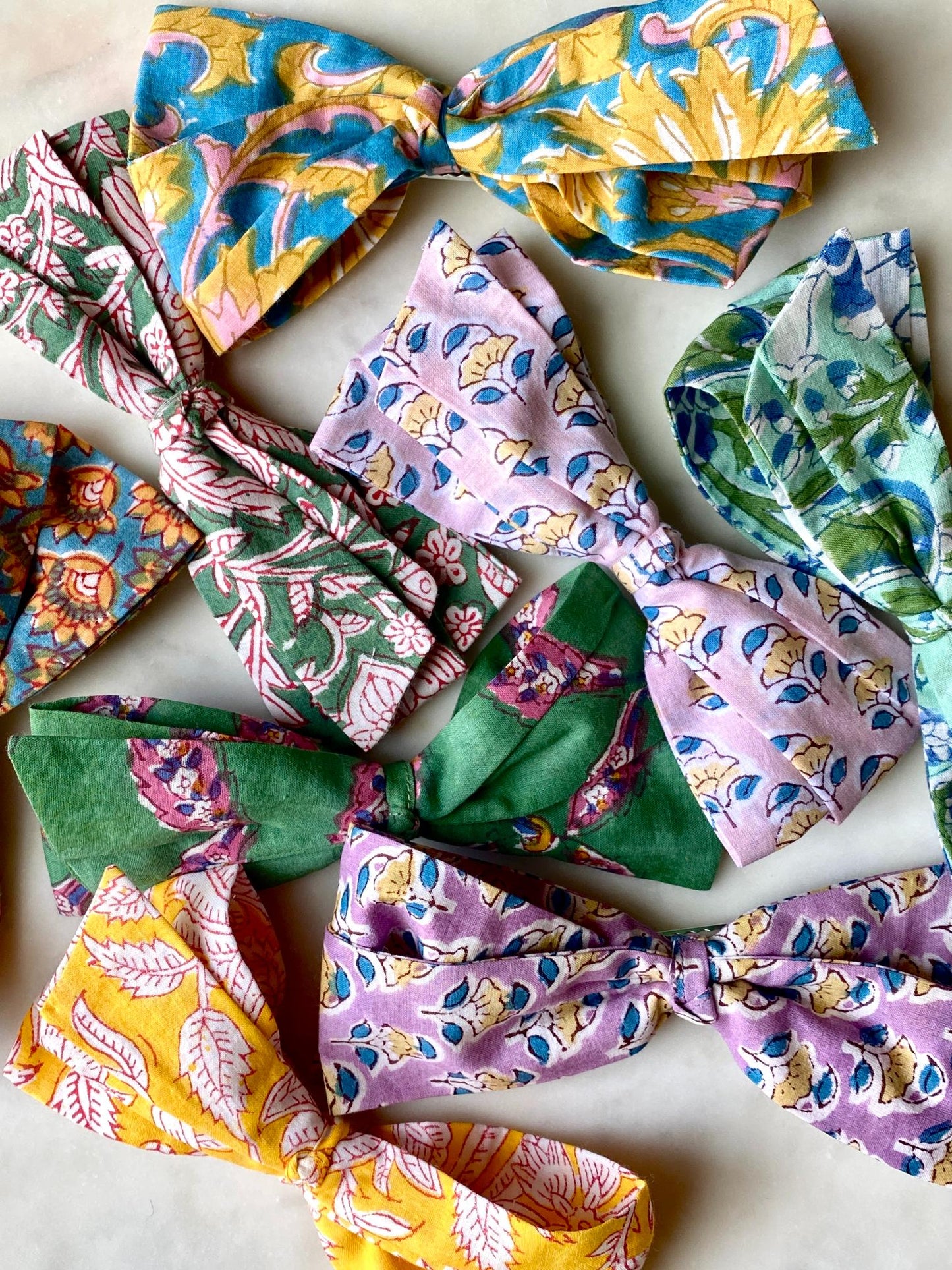 Zero Waste Block Print Hair Bow- Set of 2