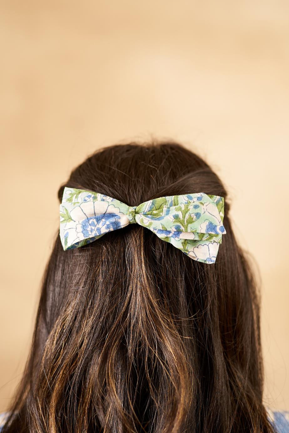 Zero Waste Block Print Hair Bow- Set of 2