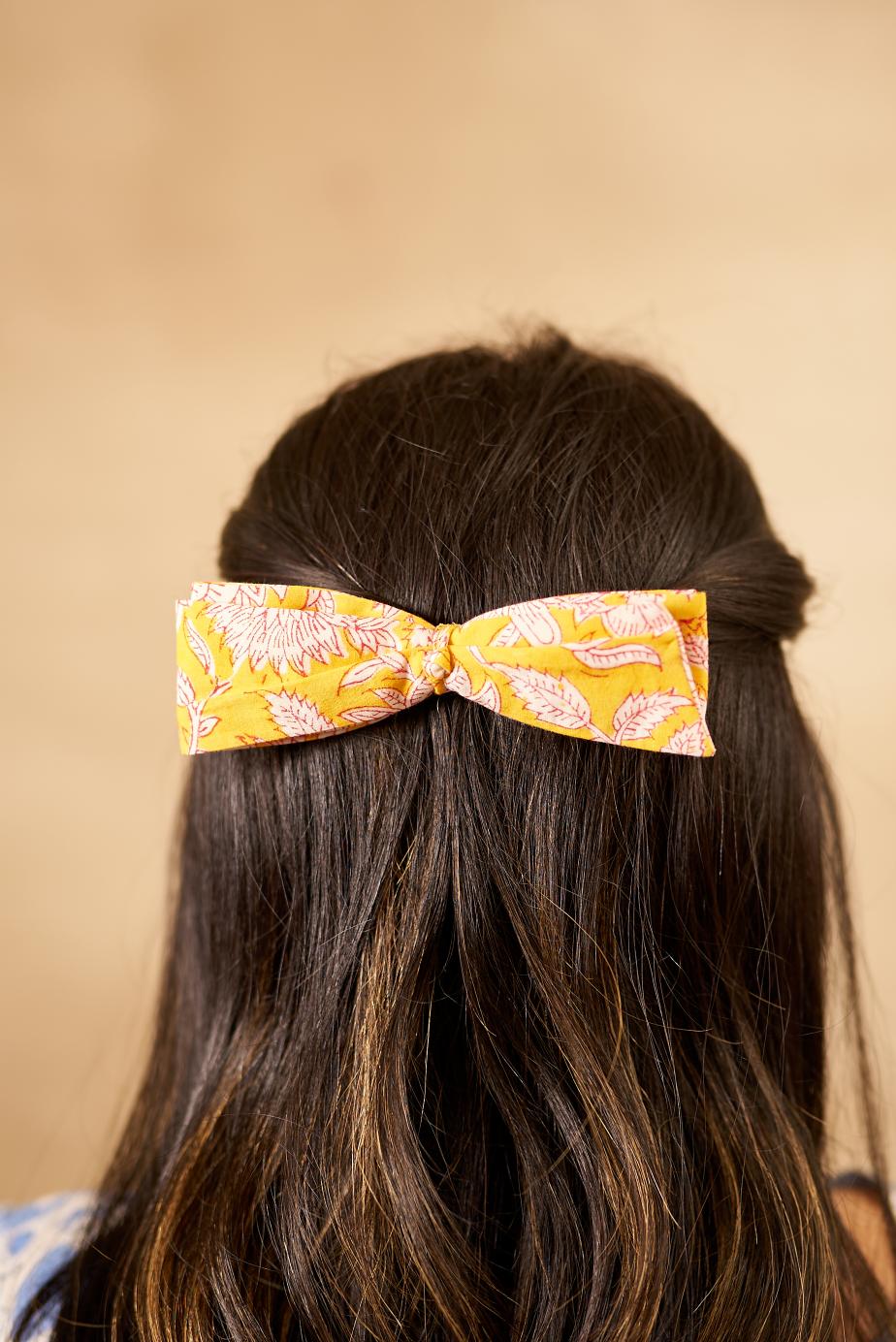 Zero Waste Block Print Hair Bow- Set of 2