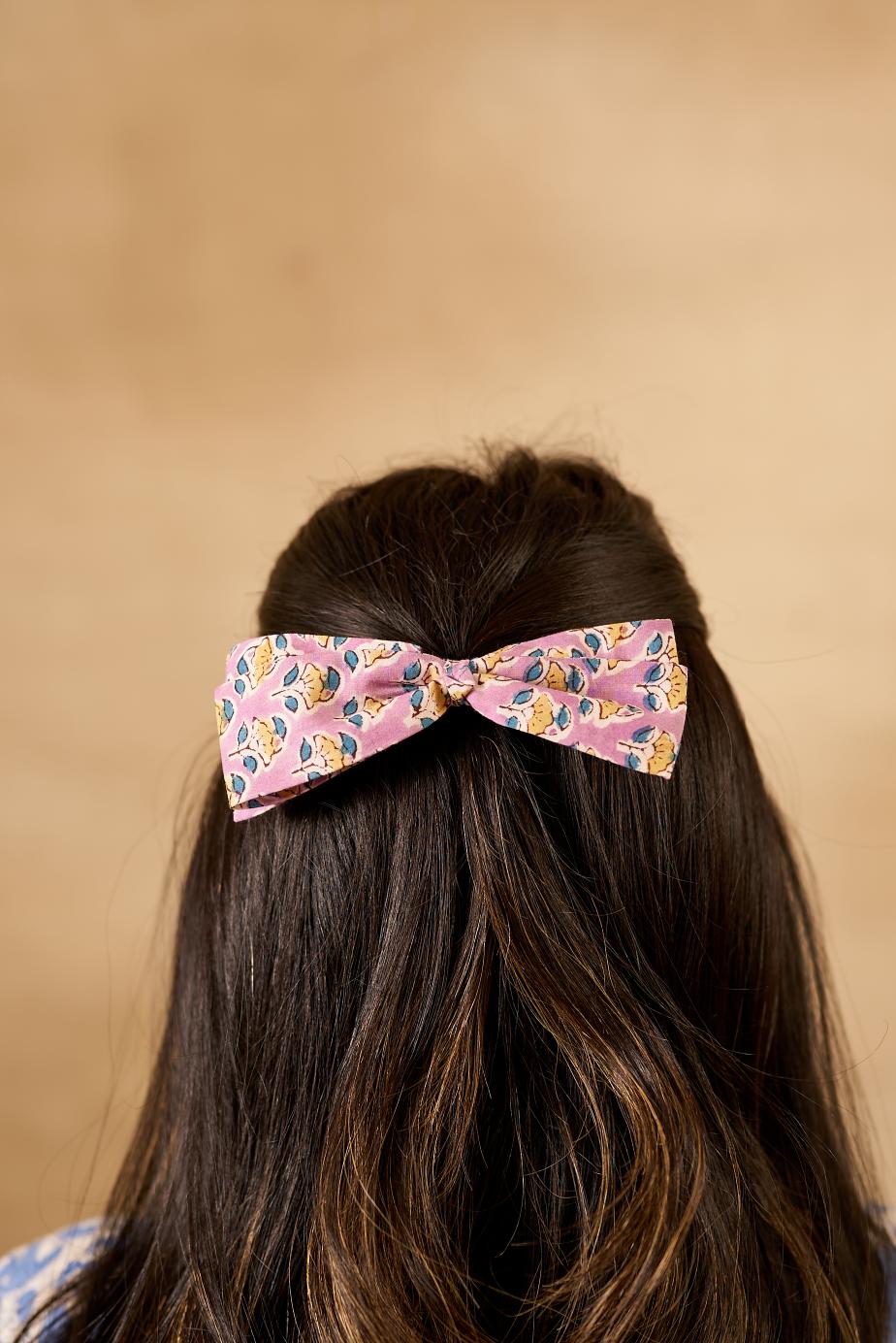 Zero Waste Block Print Hair Bow- Set of 2