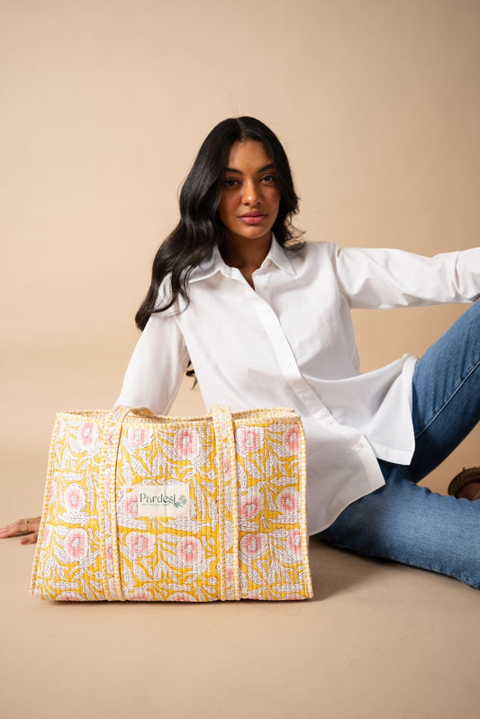 Quilted Market Tote Bag