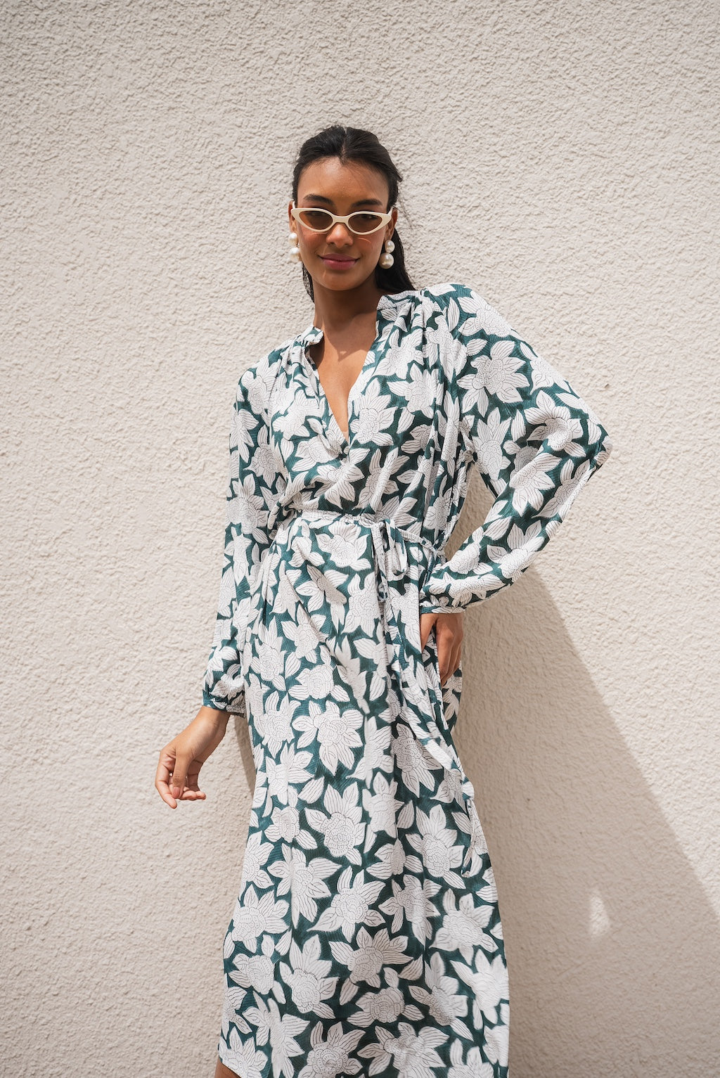 Jaipur Rose Long-Slit Maxi Dress