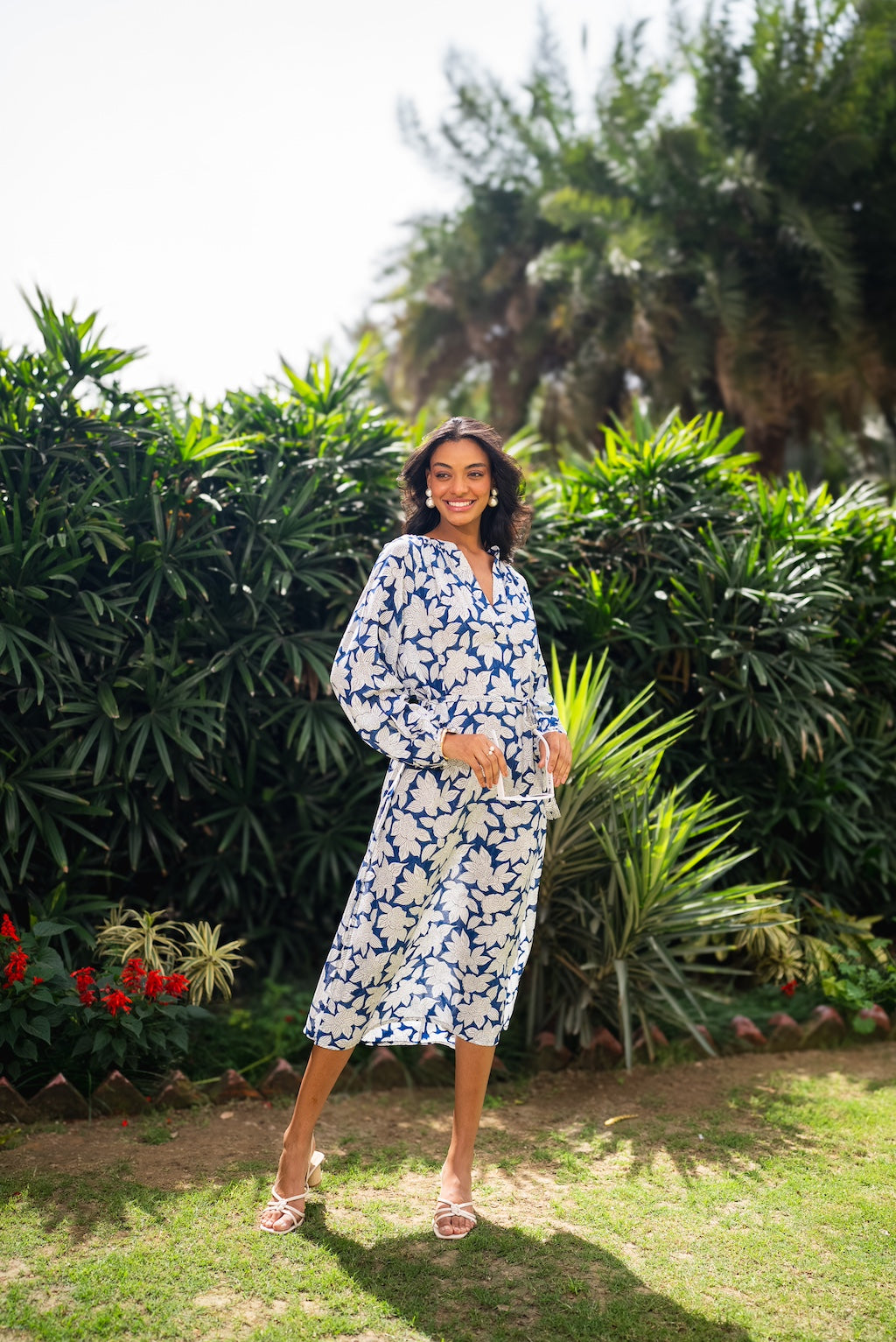 Jaipur Rose Long-Slit Maxi Dress
