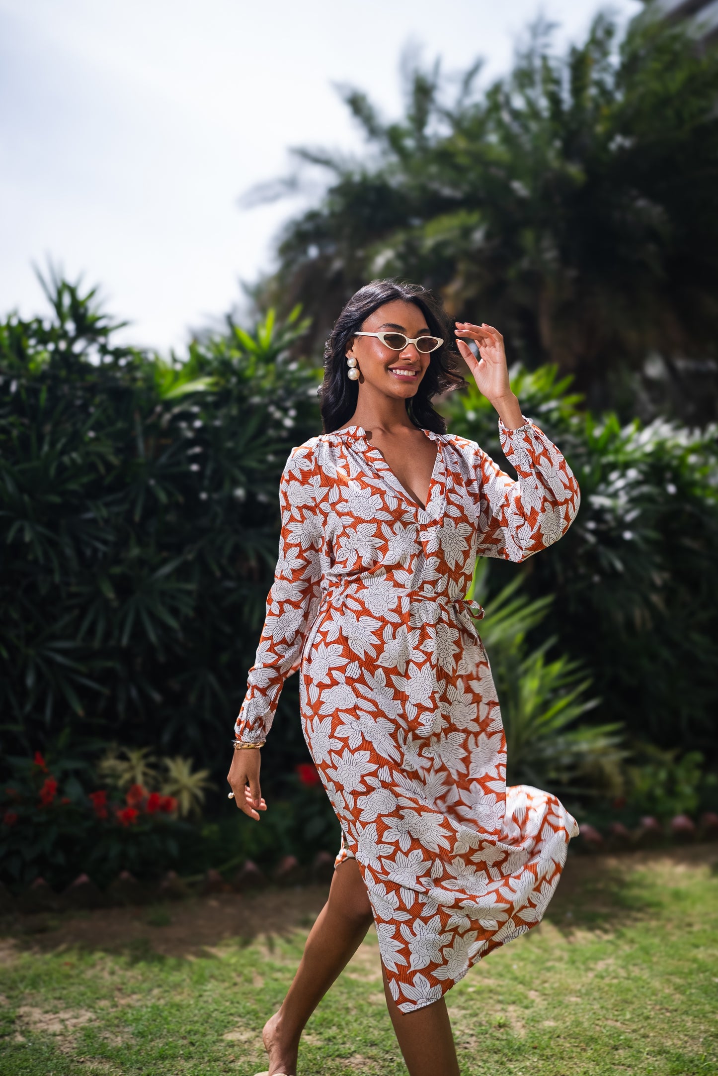 Jaipur Rose Long-Slit Maxi Dress