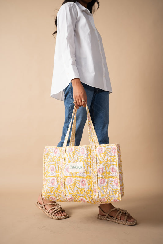 Quilted Market Tote Bag