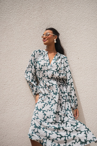 Jaipur Rose Long-Slit Maxi Dress