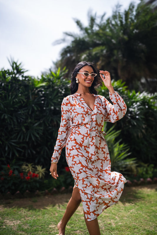 Jaipur Rose Long-Slit Maxi Dress